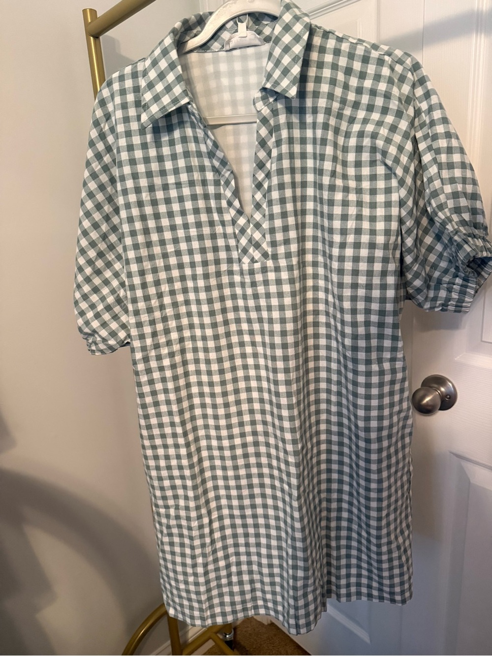 entro Green and White Gingham Mini Dress